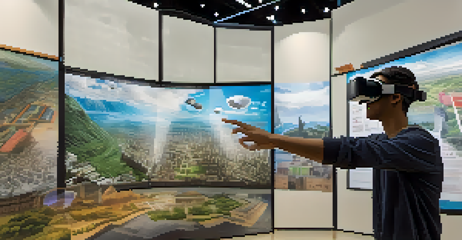A student wearing a VR headset interacting with 3D models in a virtual learning environment.