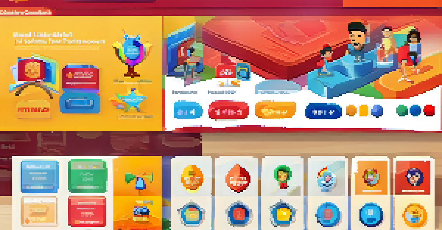 A gamified online learning platform displaying a leaderboard and badges, with animated graphics of students' avatars competing.
