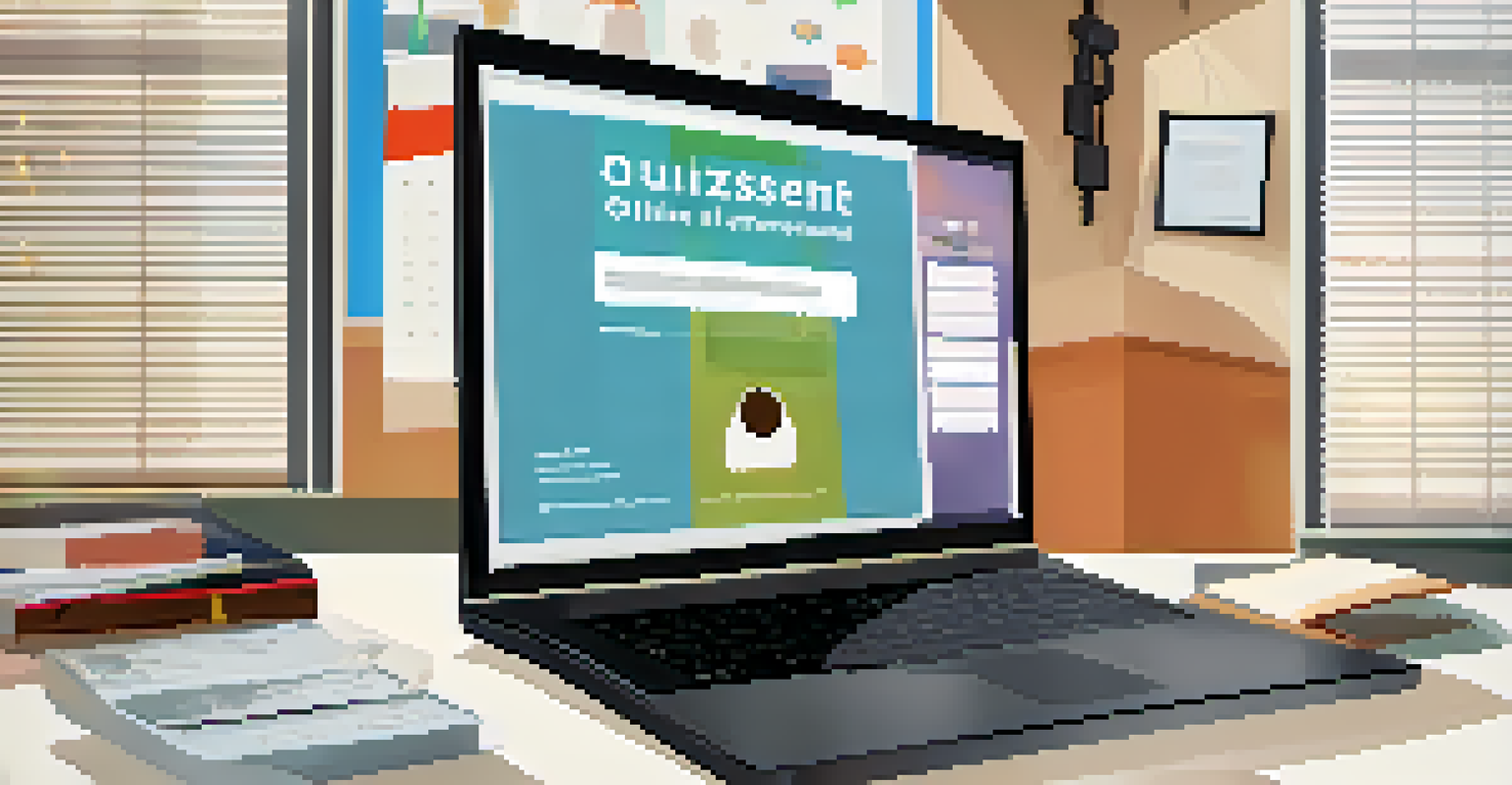 A close-up view of a computer screen showing an interactive online course with quizzes and multimedia resources, highlighting active learning.