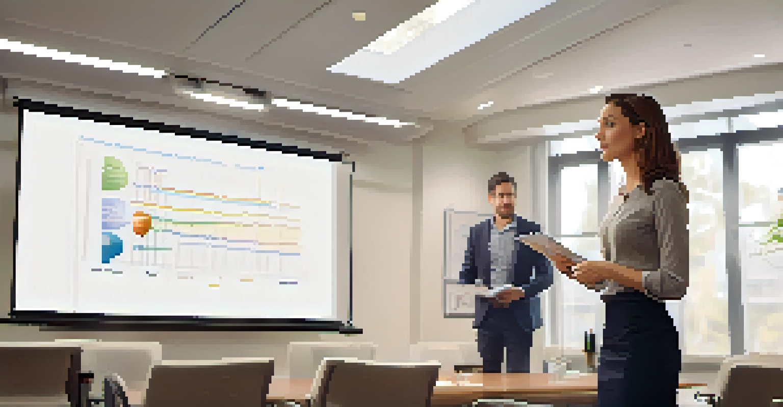 A young woman confidently presenting a business pitch in front of an engaged audience in a conference room.