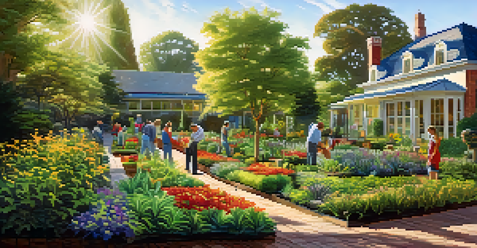 Educators working in a vibrant garden, symbolizing growth and continuous improvement in a professional learning community.