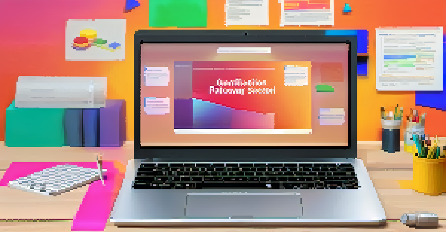 A close-up of a laptop screen showing an interactive online learning platform with multimedia elements.