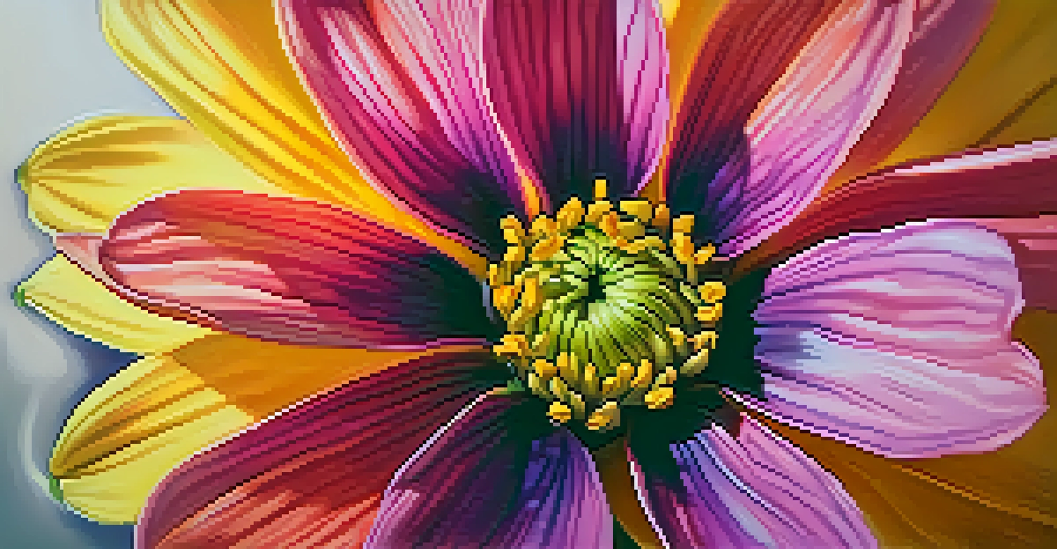 A close-up of a vibrant flower in bloom, highlighting the fine details of its petals with a softly blurred background.