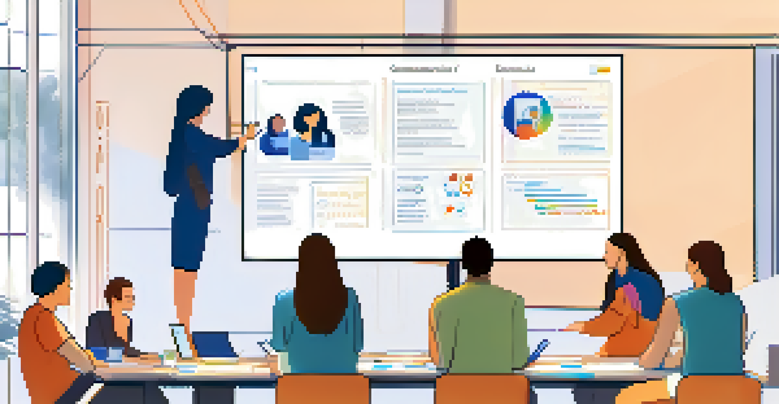 A digital workshop with a teacher guiding students on a video conferencing platform, showcasing collaboration on soft skills like communication and teamwork.
