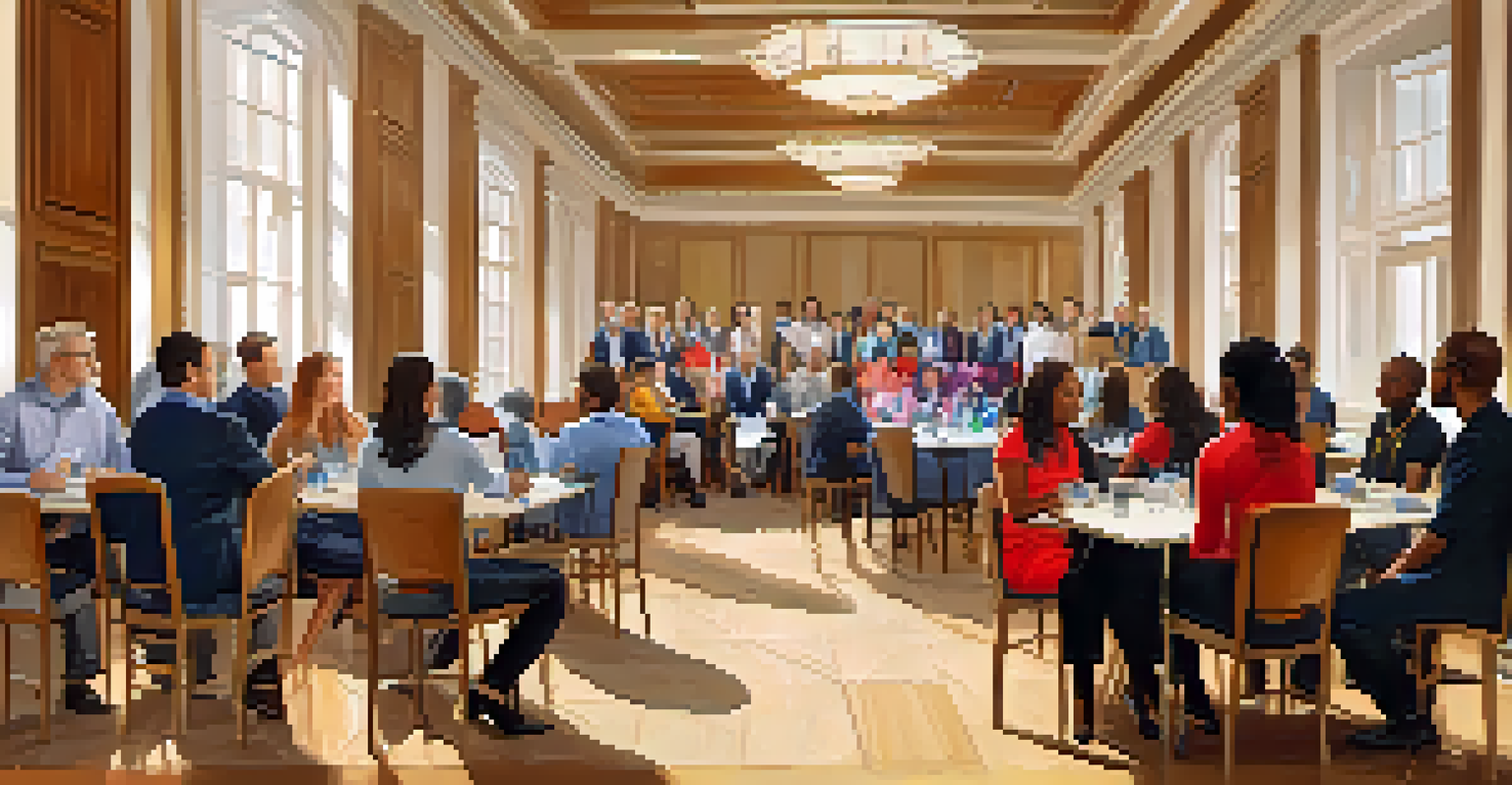A mentorship matching event with mentors and mentees connecting in a lively atmosphere.