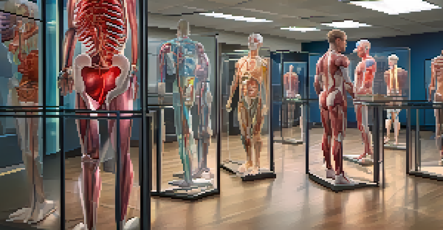 Students exploring a detailed, immersive VR representation of the human body, observing various organs in a colorful environment.