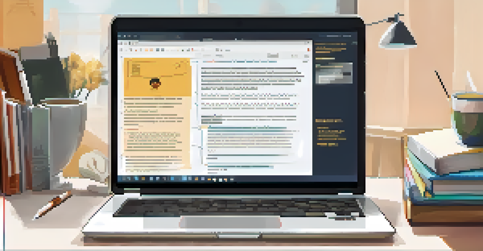 A laptop displaying a digital peer review tool with highlighted feedback on a document.