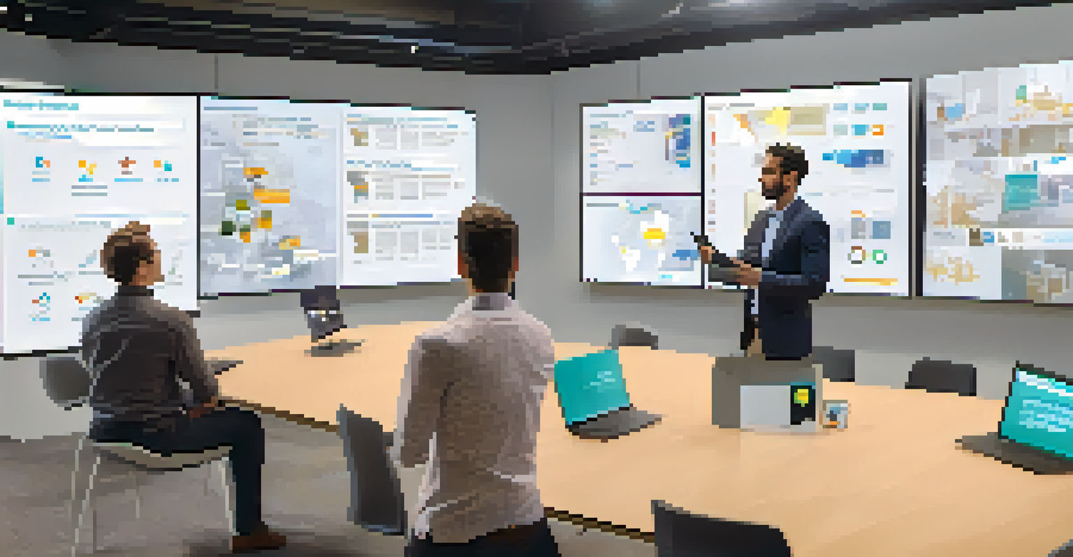 A presenter using AR devices in a conference room, showcasing 3D models and animations with an engaged audience participating through their devices.