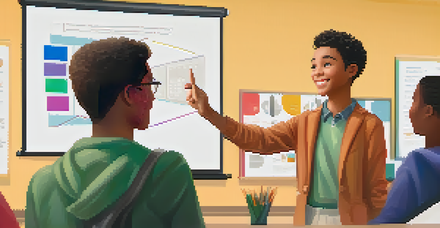 A student presenting confidently to engaged peers in a supportive classroom setting.