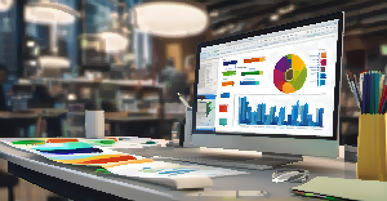 A close-up of a computer screen displaying a digital presentation slide with text, images, and charts.