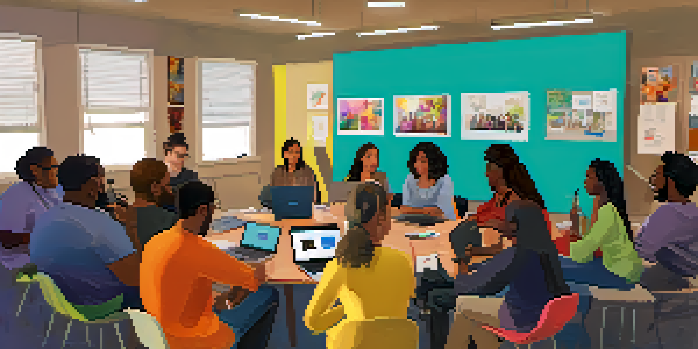 A diverse group of people engaged in a storytelling workshop, sharing personal narratives in a warm and inviting environment.