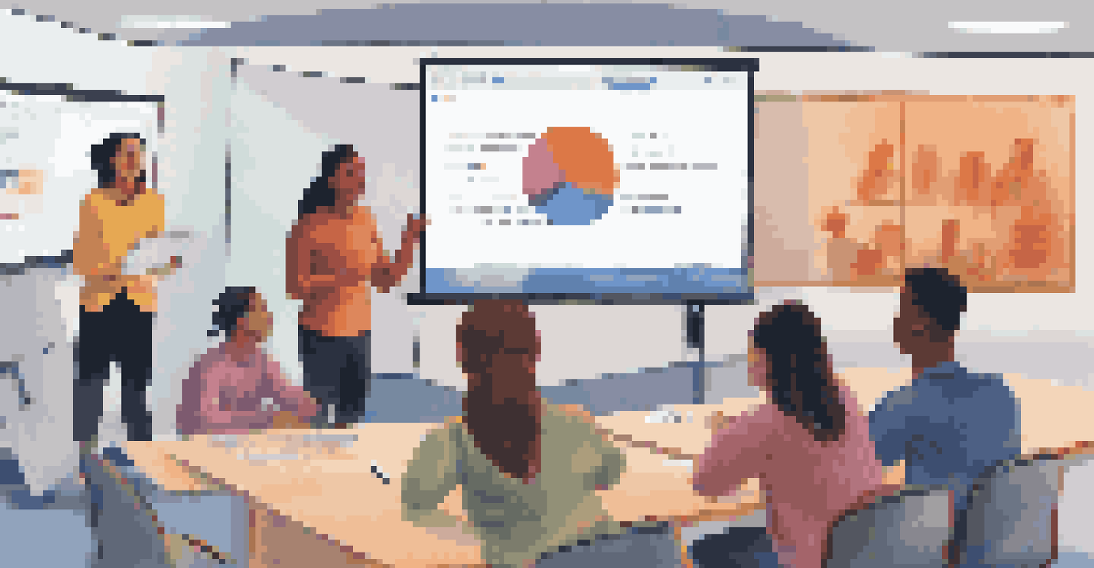 An instructor engaging with students in a breakout room during an online class, with colorful digital tools visible on the screen.