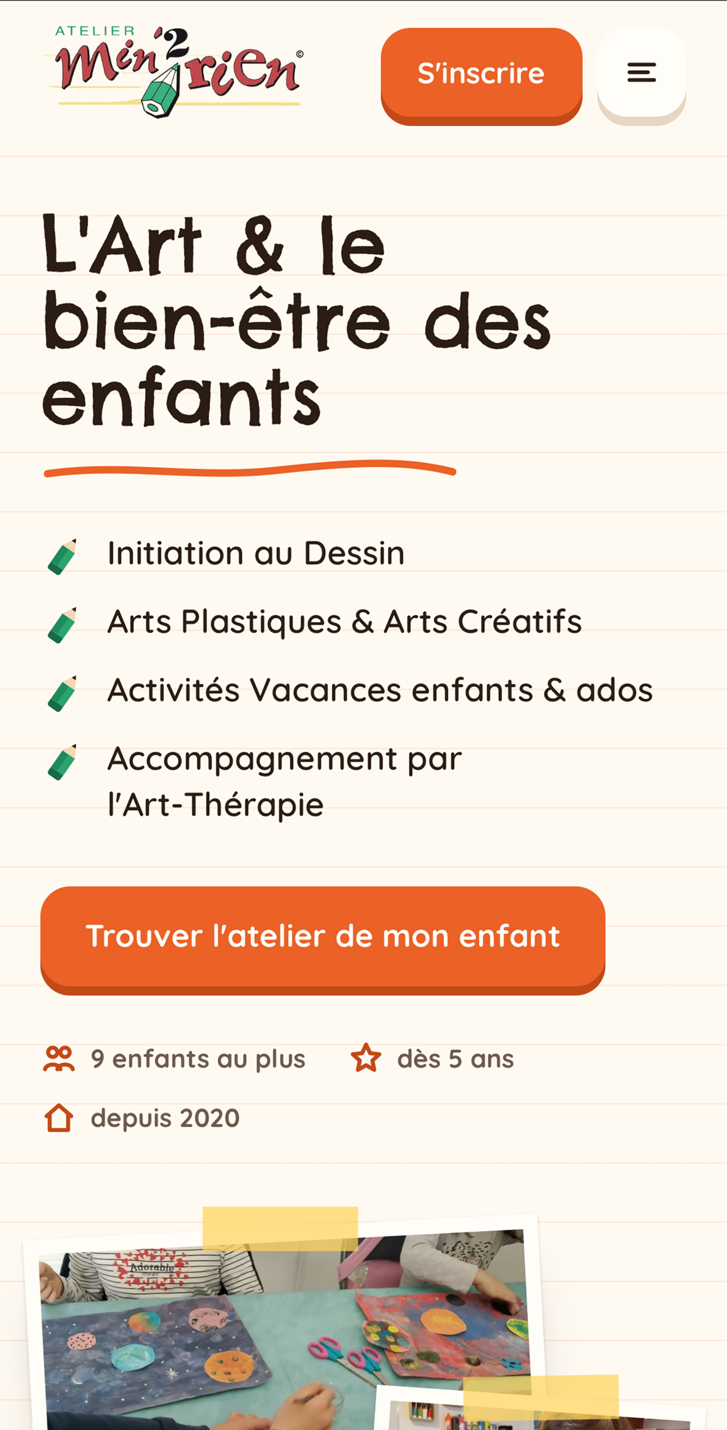 La même page d'accueil sur téléphone