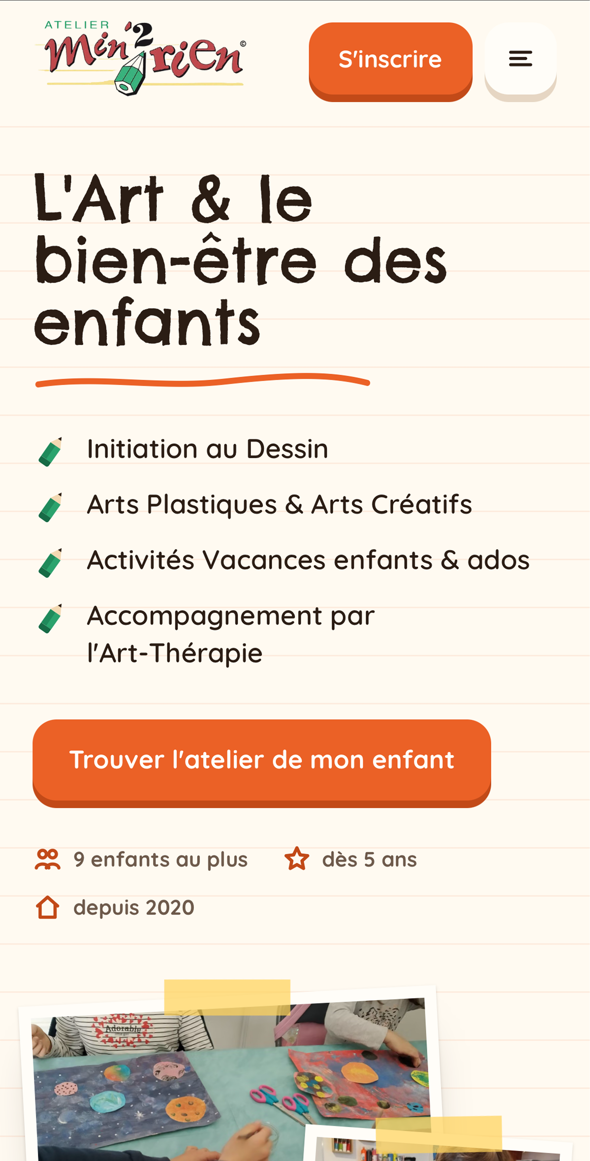 La même page d'accueil sur téléphone