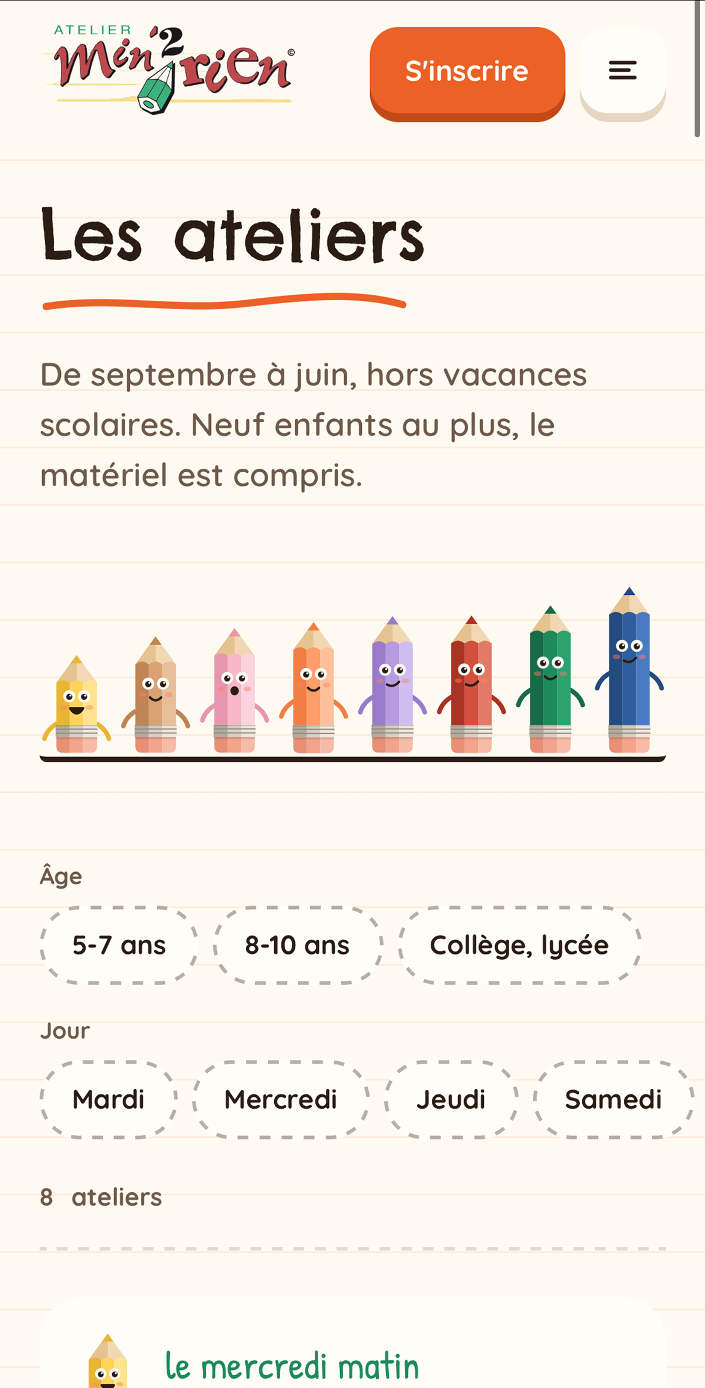 La même liste sur téléphone, avec ses filtres