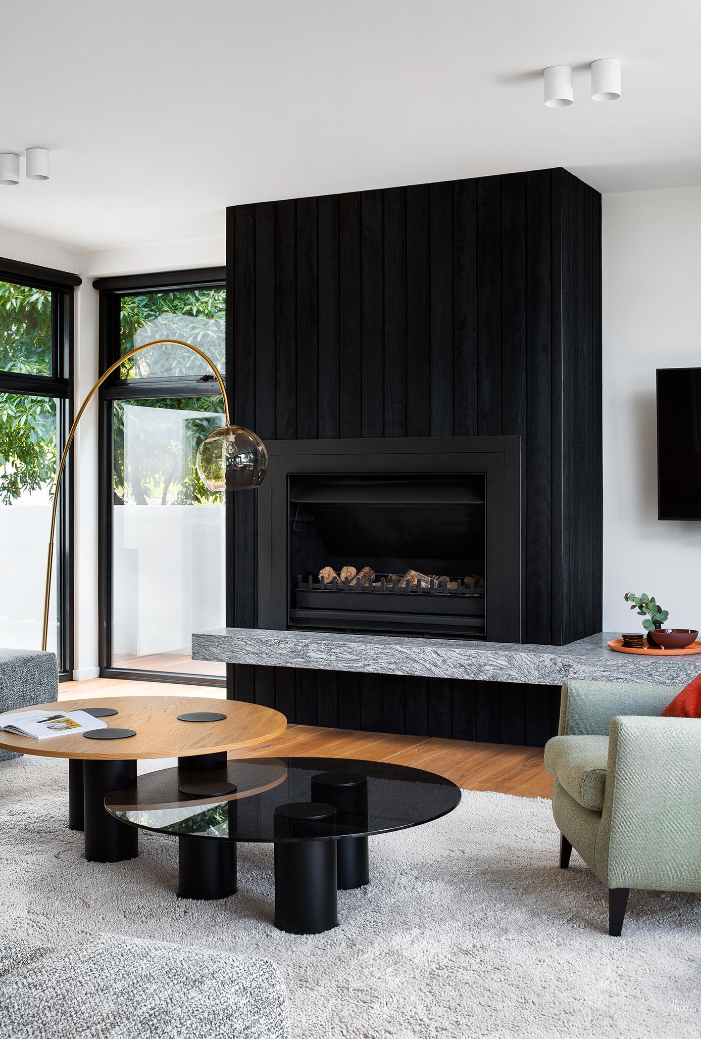 image of Lorne Beach House - charred timber wood fire