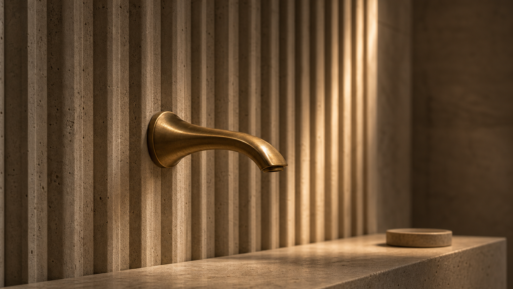 Bathroom Accessories — Ribbed wall · bronze faucet