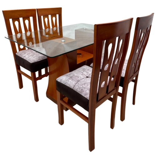 COMEDOR 4 SILLAS VIDRIO MESA M SILLA RESORTE 120 X 80