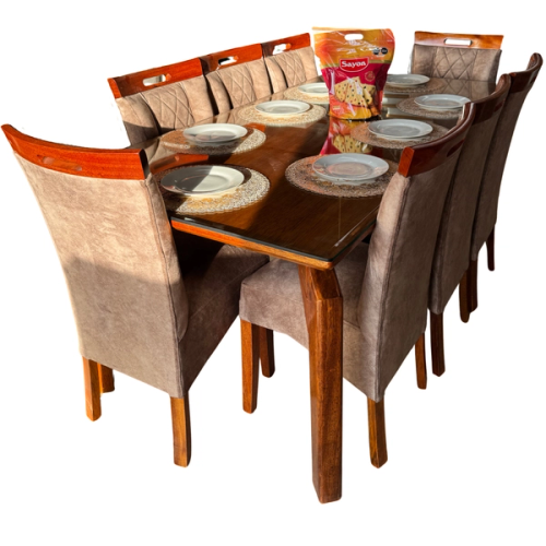 COMEDOR 8 SILLAS FLOTANTE COPETE NATURAL 200 X 100