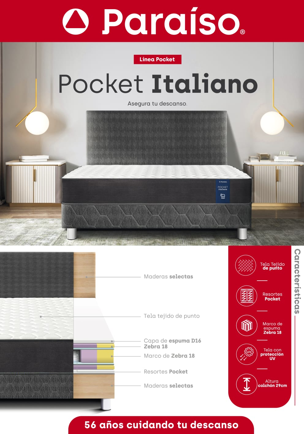 DORMITORIO POCKET ITALIANO KING RESORTE PARAÍSO