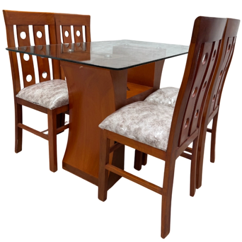 COMEDOR 4 SILLAS VIDRIO MESA M SILLA SIMPLE 120 X 80