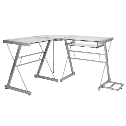 ESCRITORIO VIDRIO METAL EN L 120 X 120