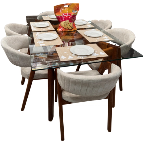 COMEDOR 6 SILLAS VIDRIO TORTUGA CODITO A 180 X 100