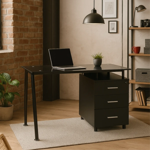 Escritorio Negro de Vidrio Tripoli