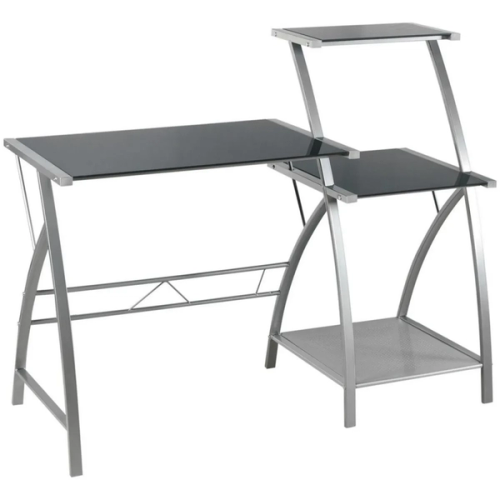 ESCRITORIO VIDRIO METAL REPISAS 120 CM 110 CM ALTURA