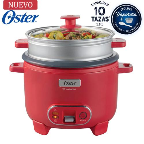 Olla Arrocera Oster 1.8L 3 en 1 Función de Sofrito Vaporera Rojo