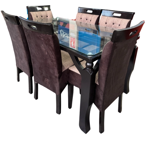 COMEDOR 6 SILLAS VIDRIO TORNEADO TAPIZADO 150 X 90