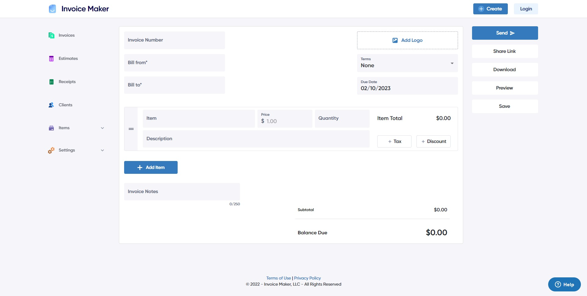 InvoiceMaker Screenshot 1