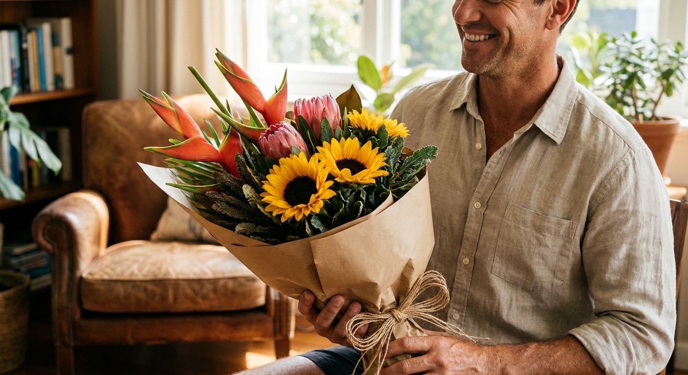 Buquê de flores masculino como presente de Dia dos Pais
