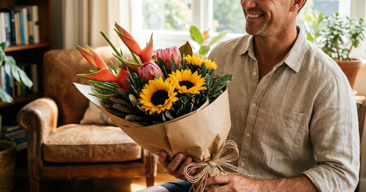 Buquê de flores masculino como presente de Dia dos Pais