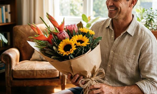 Buquê de flores masculino como presente de Dia dos Pais