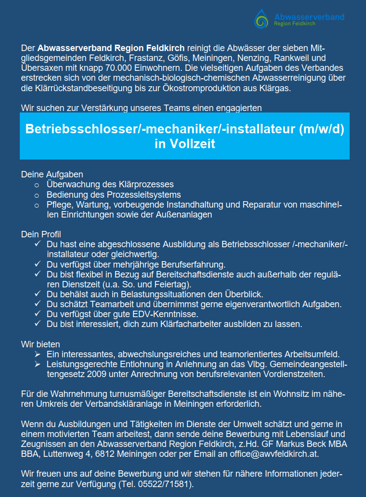 Jobsuche: Betriebsschlosser/-mechaniker/-installateur (m/w/d) in Vollzeit