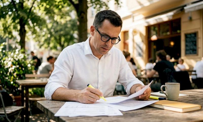HR manager reviewing employer insurance documents