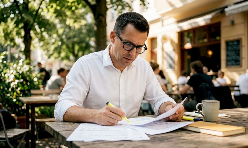 HR manager reviewing employer insurance documents