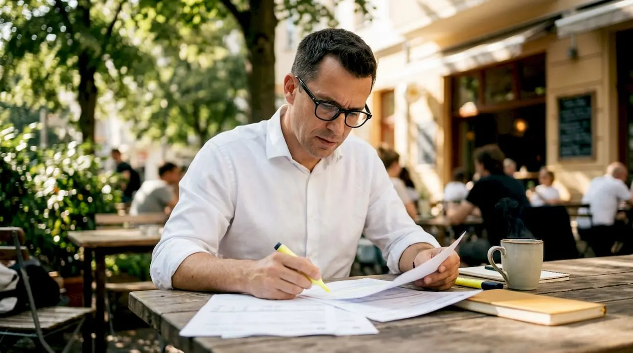 HR manager reviewing employer insurance documents