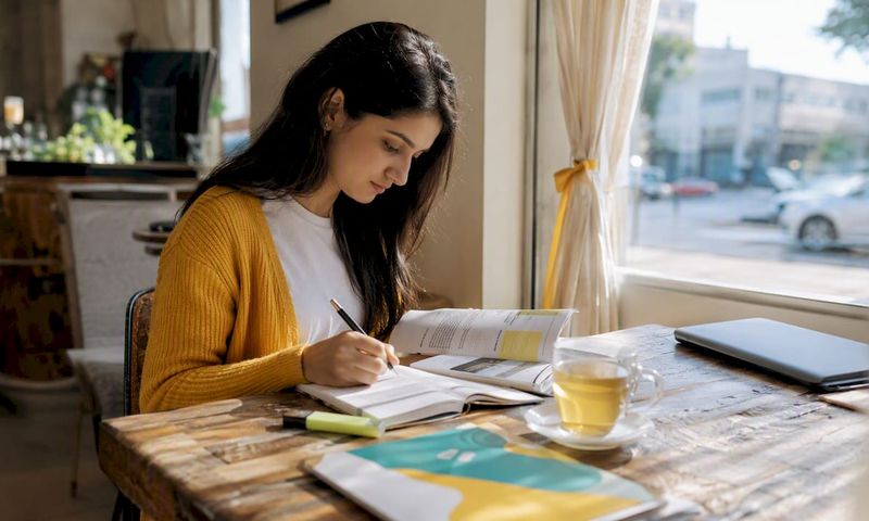 International student studying DAAD scholarship materials
