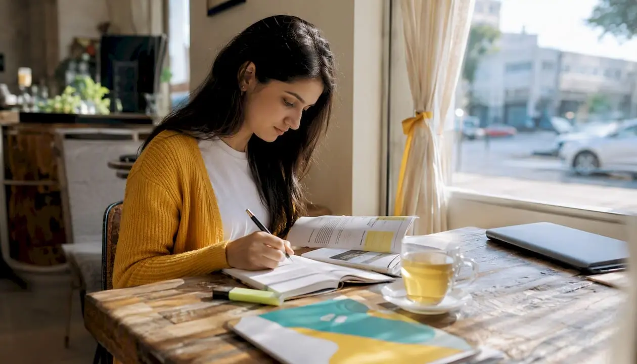 International student studying DAAD scholarship materials