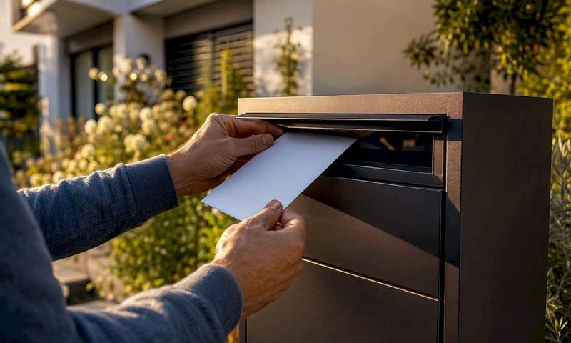 Hands posting an insurance cancellation letter