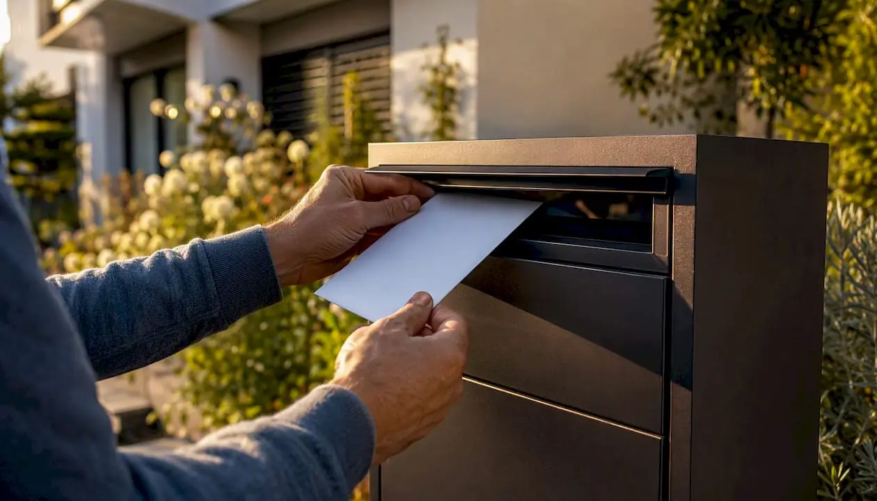 Hands posting an insurance cancellation letter