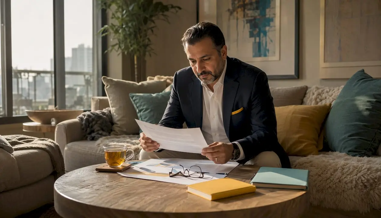 Controlling shareholder reviewing business documents