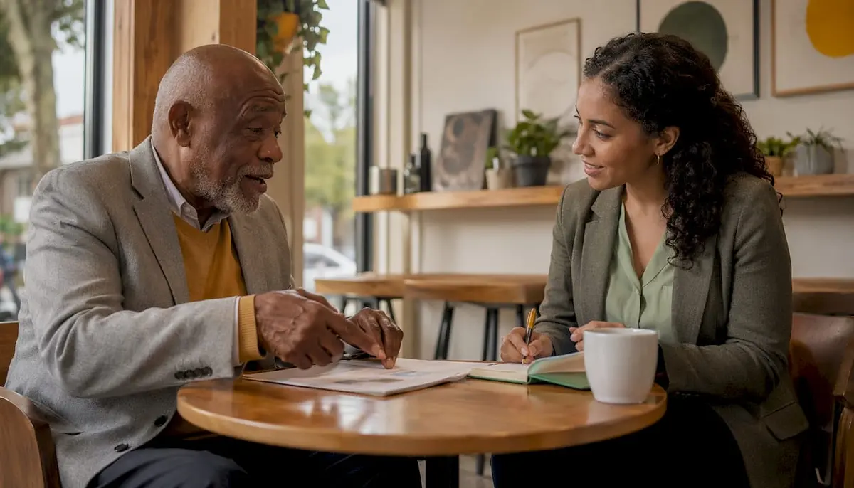 Insurance advisor discussing private health insurance options