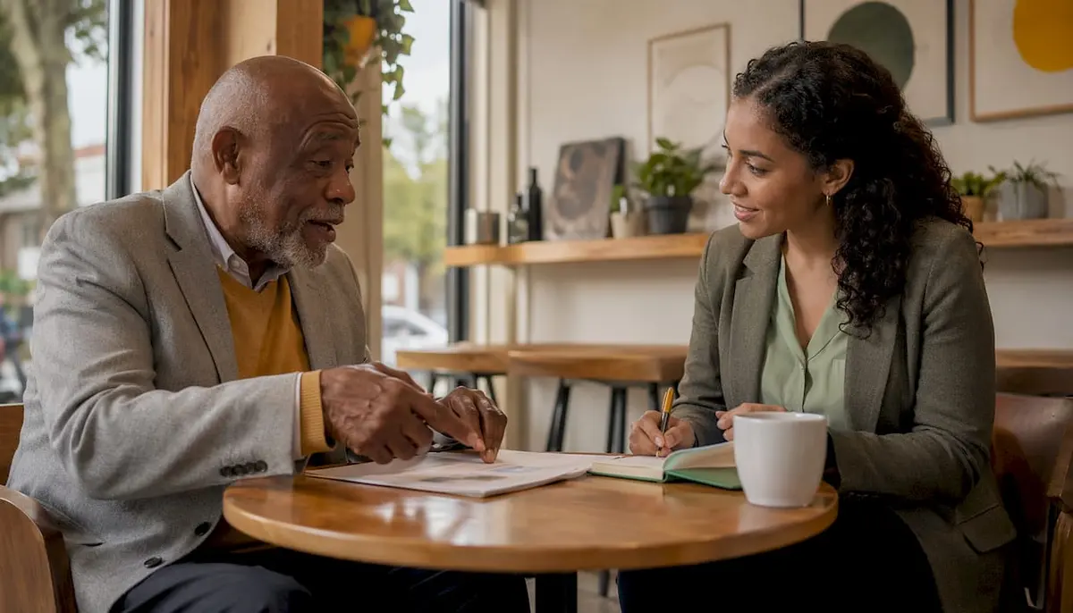 Insurance advisor discussing private health insurance options