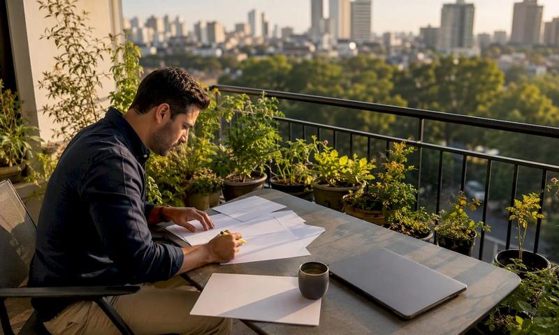 Newcomer reviewing German health insurance papers
