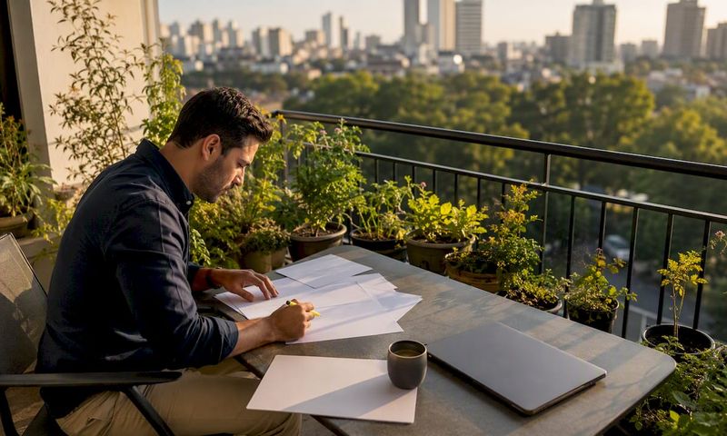 Newcomer reviewing German health insurance papers