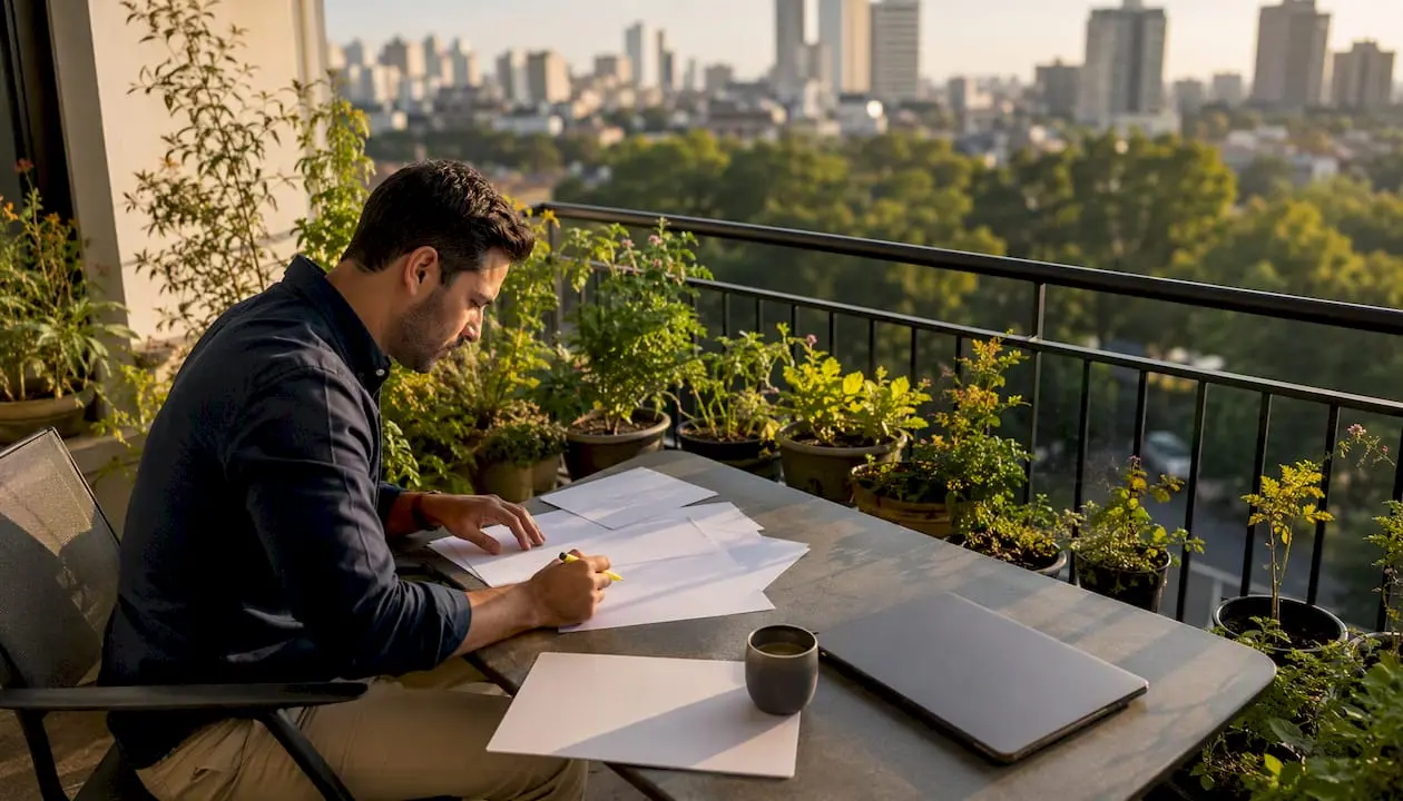 Newcomer reviewing German health insurance papers