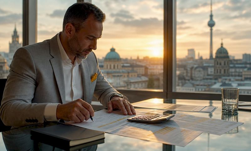 Professional reviewing insurance documents at desk